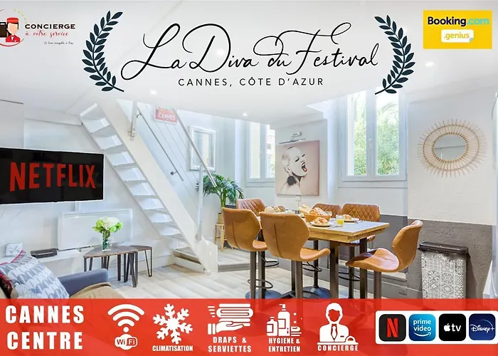 La Diva Du Festival - 10 Mn A Pied Palais & Plages - Cosy & Calme - Clim - Wifi