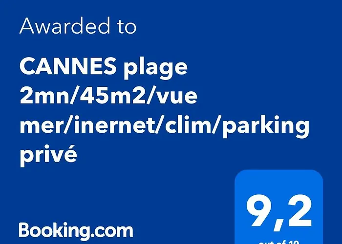 Cannes Plage 2Mn/45M2/Vue Mer/Inernet/Clim/Parking Prive