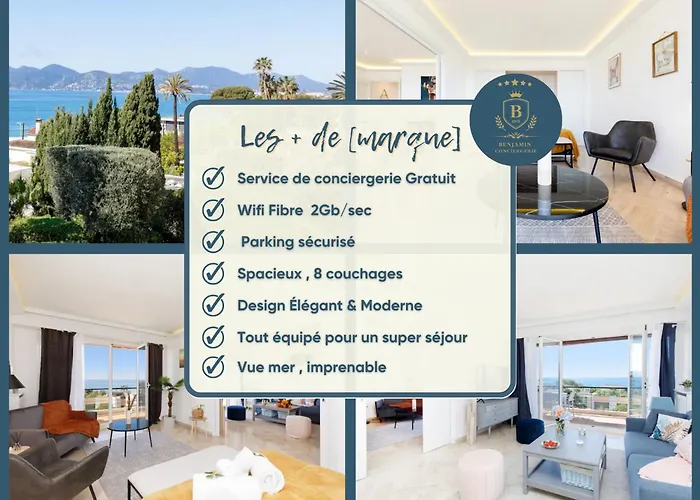 Suite Riviera - Sea View - Clim - 50M Plage - Residence De Standing - Spacieux 180 M2 - Parking